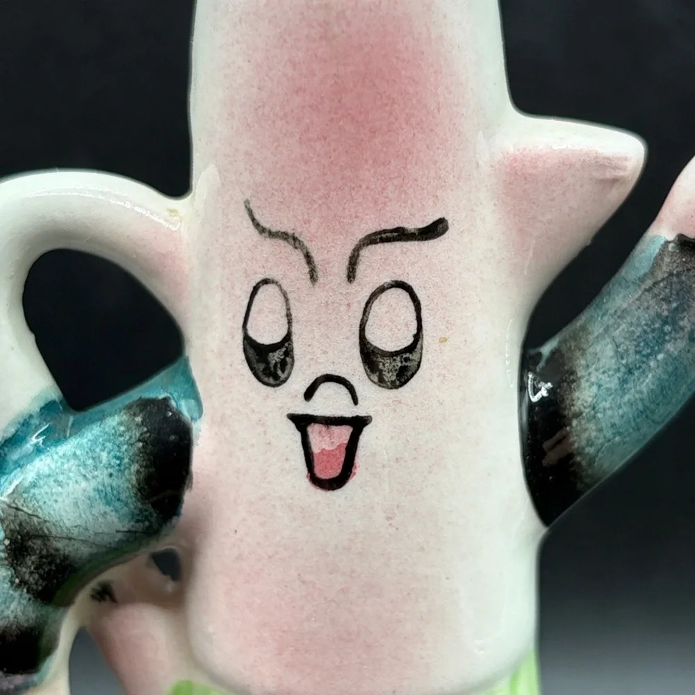 Vintage Hand Painted Anthropomorphic Coffee Pot Figure Ceramic Seasoning Shaker
